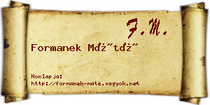 Formanek Máté névjegykártya